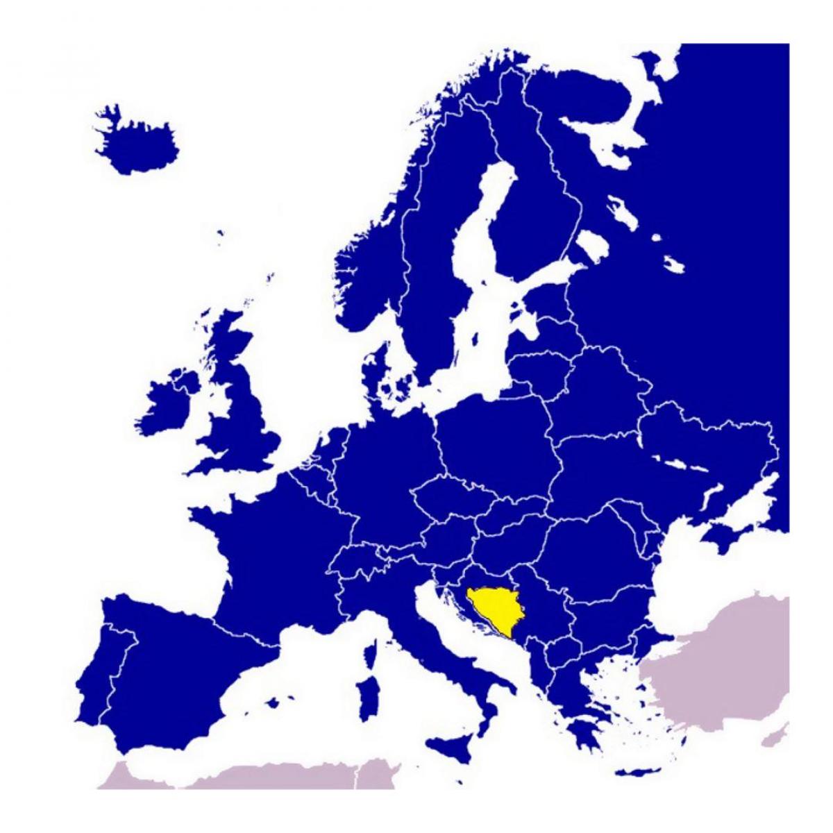 Карта на Босна и Херцеговина на Европа