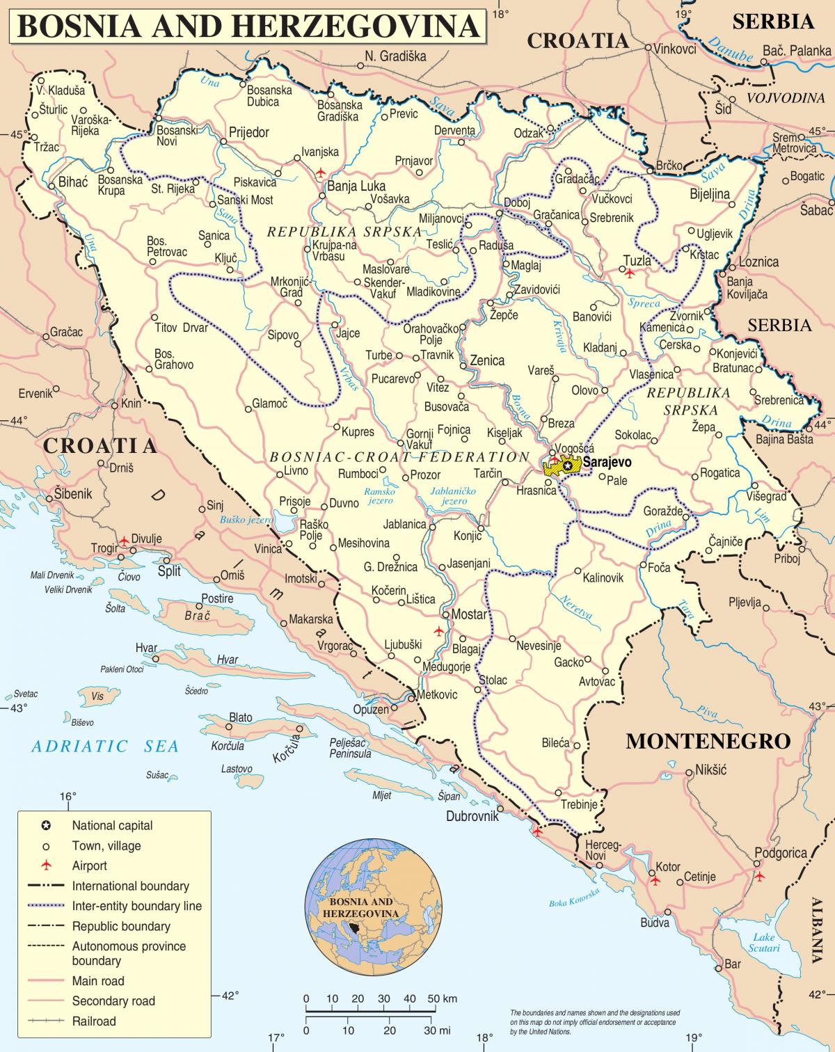 карта на Босна