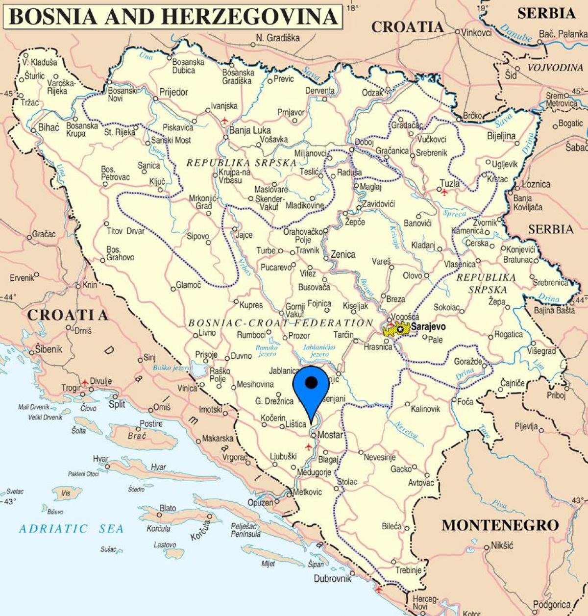 карта на мостар, Босна и Херцеговина