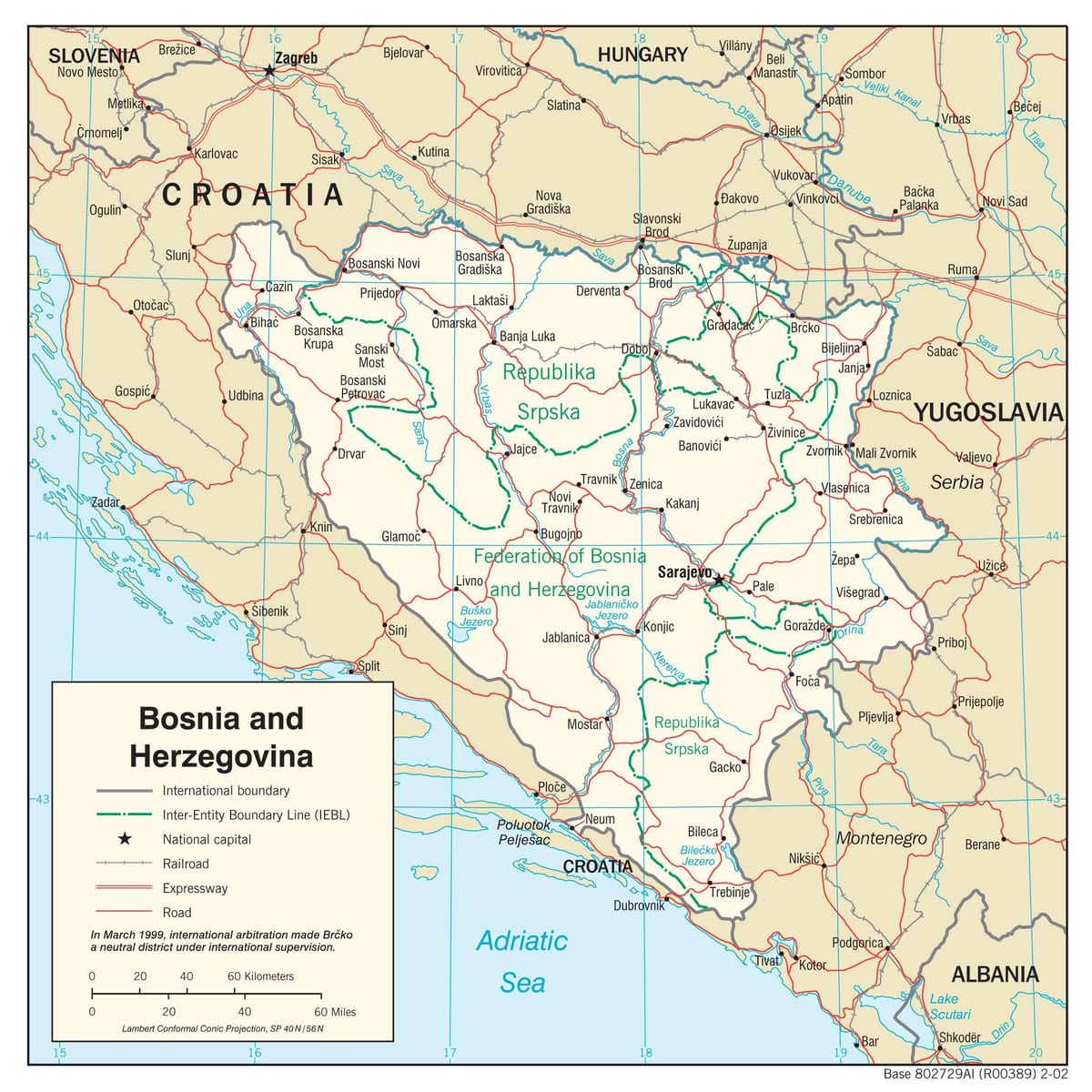 Босна и Херцеговина картата