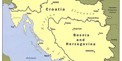 Карта на Босна и Херцеговина и в съседни страни.